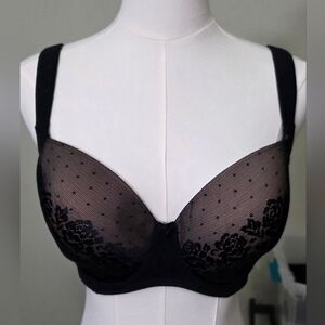 Soma Stunning Support Full Coverage Black Lace Bra size 32DDD